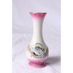 Vintage Niagara Falls, N. Y. Prospect Point Souvenir Vase Pink & Gray Dragonware